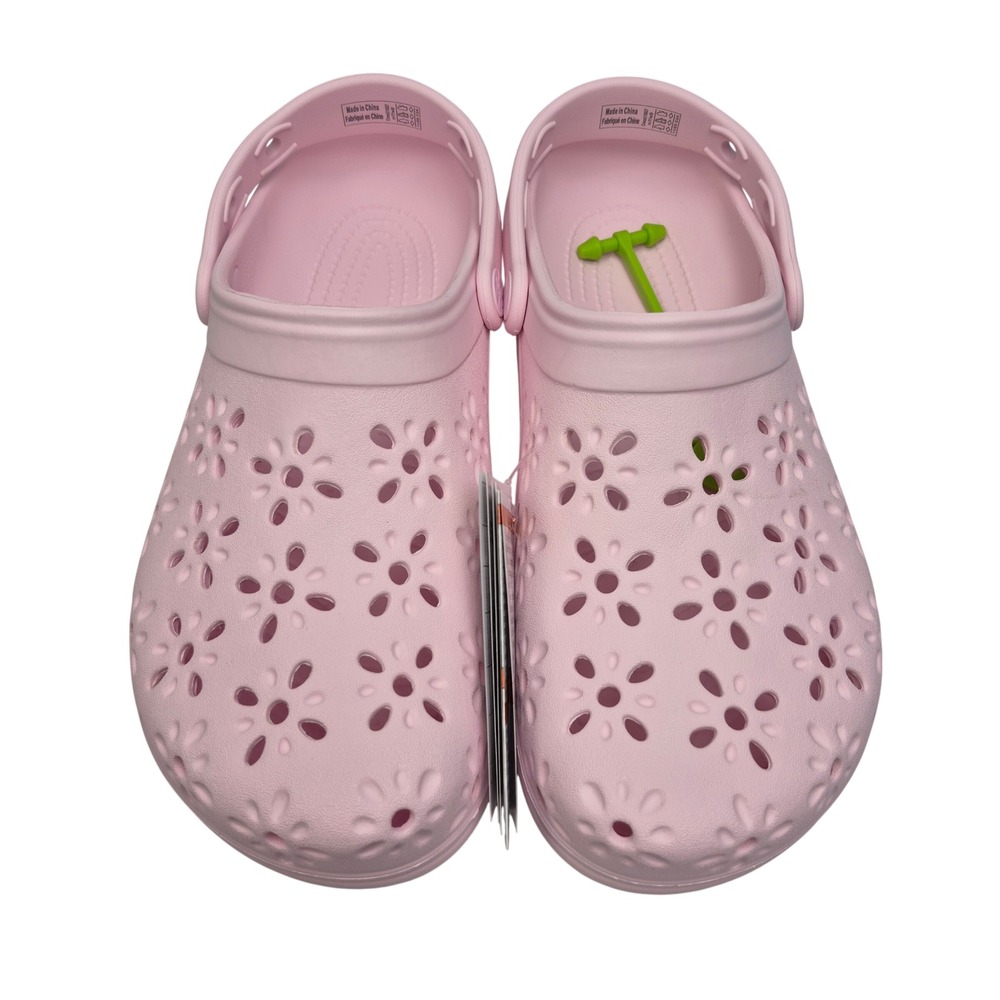 Crocs Classic Floral Flower Cut out Clogs Milk Pink Women's Size 9 Shoes Unisex